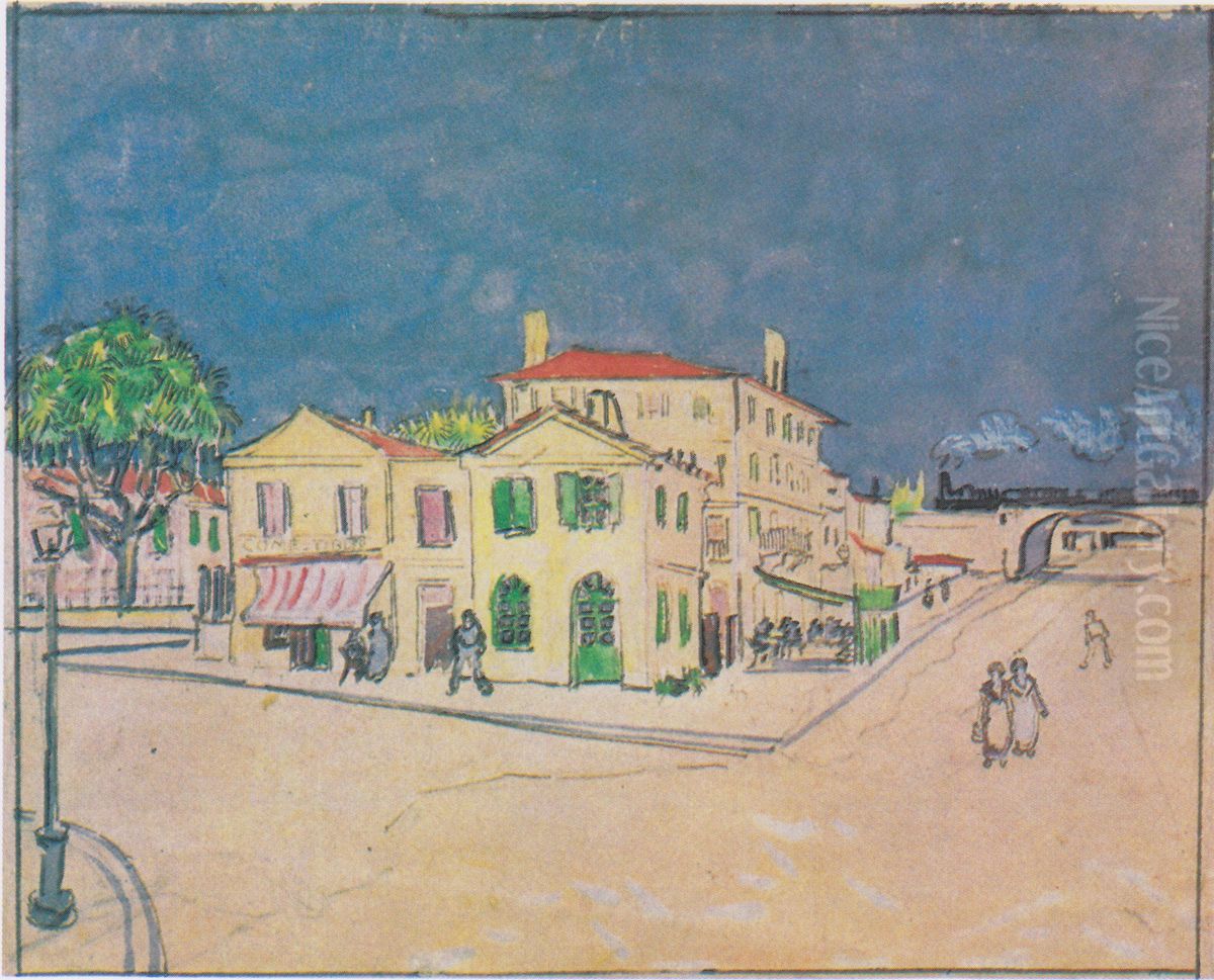 The yellow house (Vincent's House) Oil Painting by Vincent Van Gogh