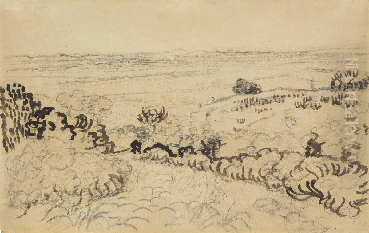 Vue de Montmajour / The Plain of La Crau Oil Painting by Vincent Van Gogh