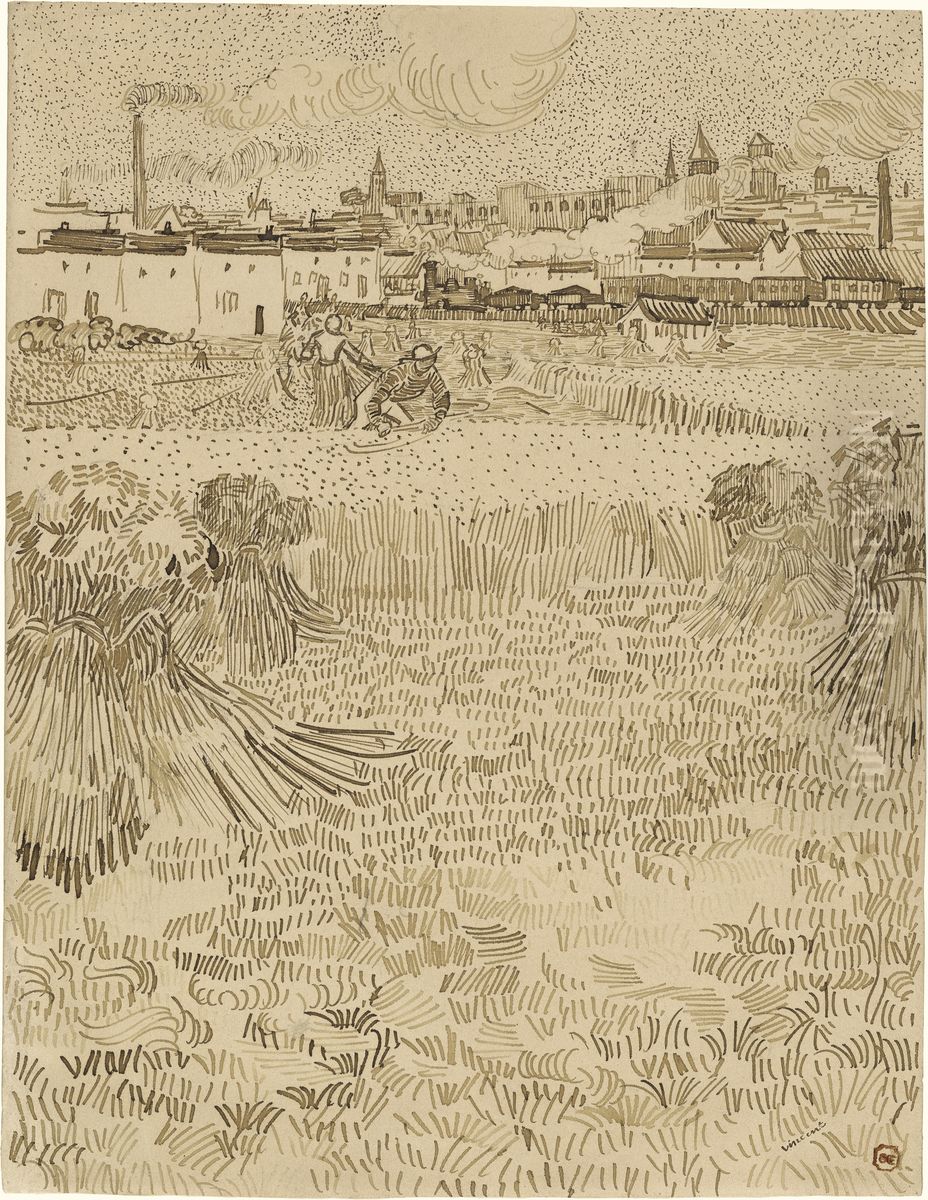 View from the Wheatfields Oil Painting by Vincent Van Gogh