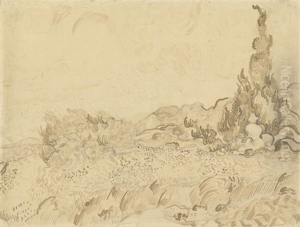 Wheatfield with Cypresses Oil Painting by Vincent Van Gogh