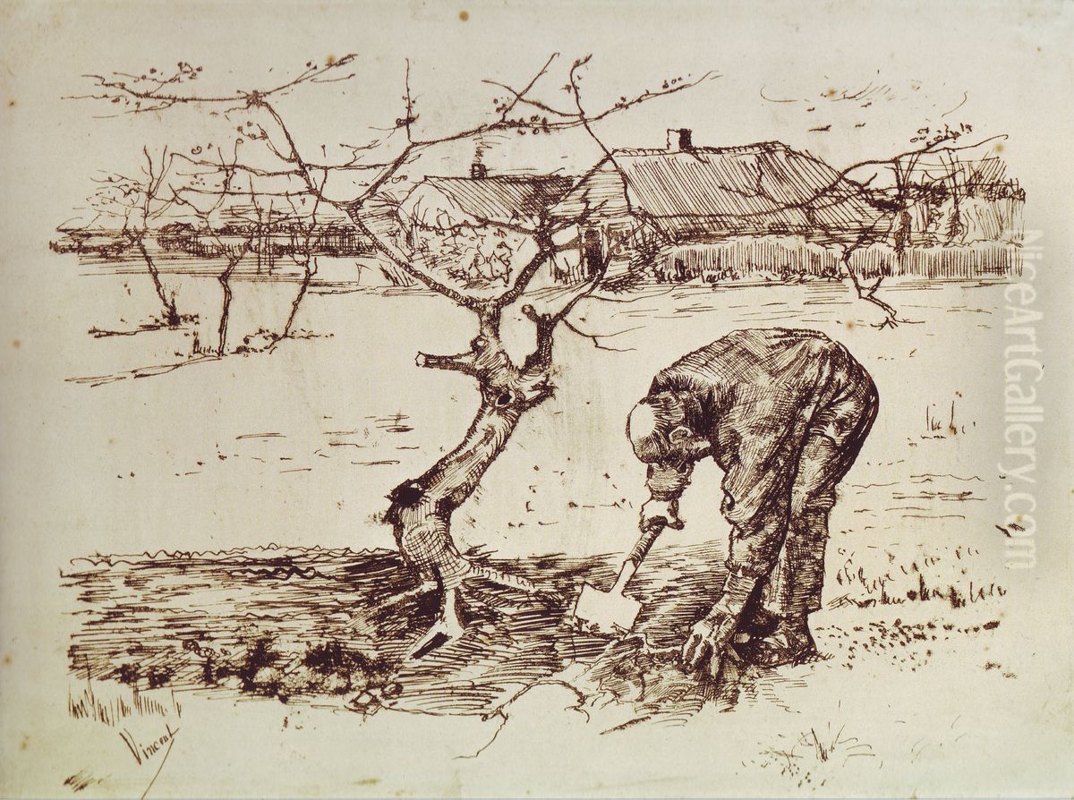 Man Digging in the Orchard Oil Painting by Vincent Van Gogh