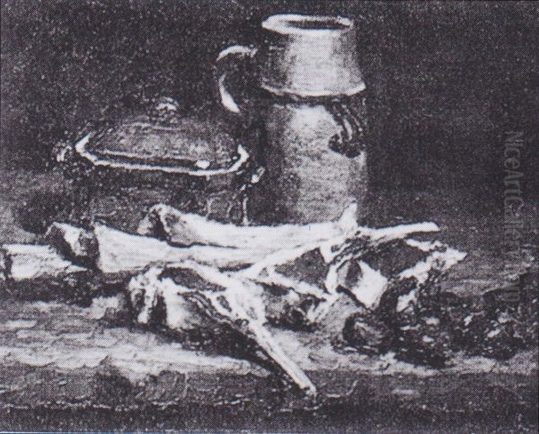Stillleben mit Fleisch, Gemuse und Steingut Oil Painting by Vincent Van Gogh