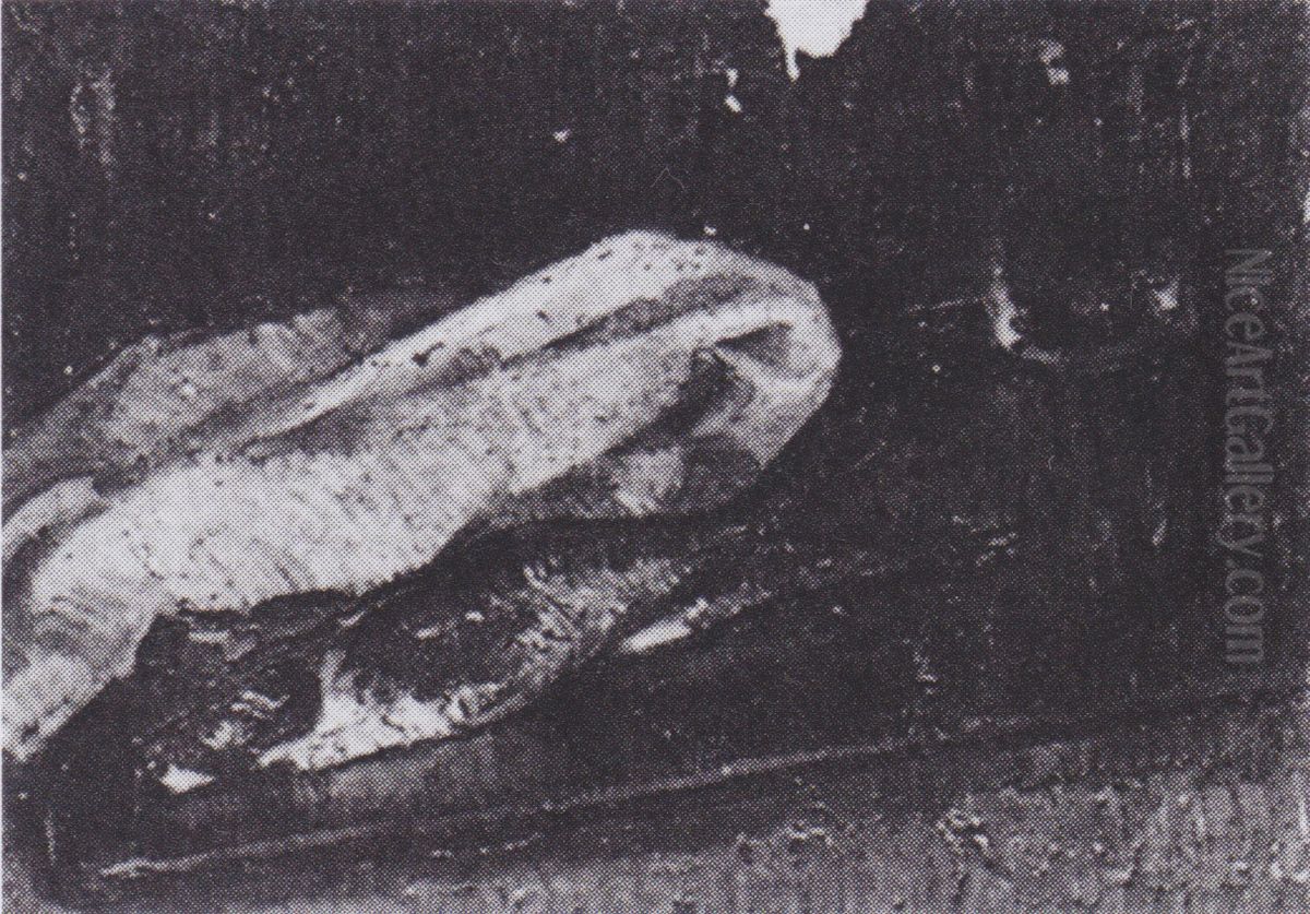 Still life with herrings, napkin and glass Oil Painting by Vincent Van Gogh