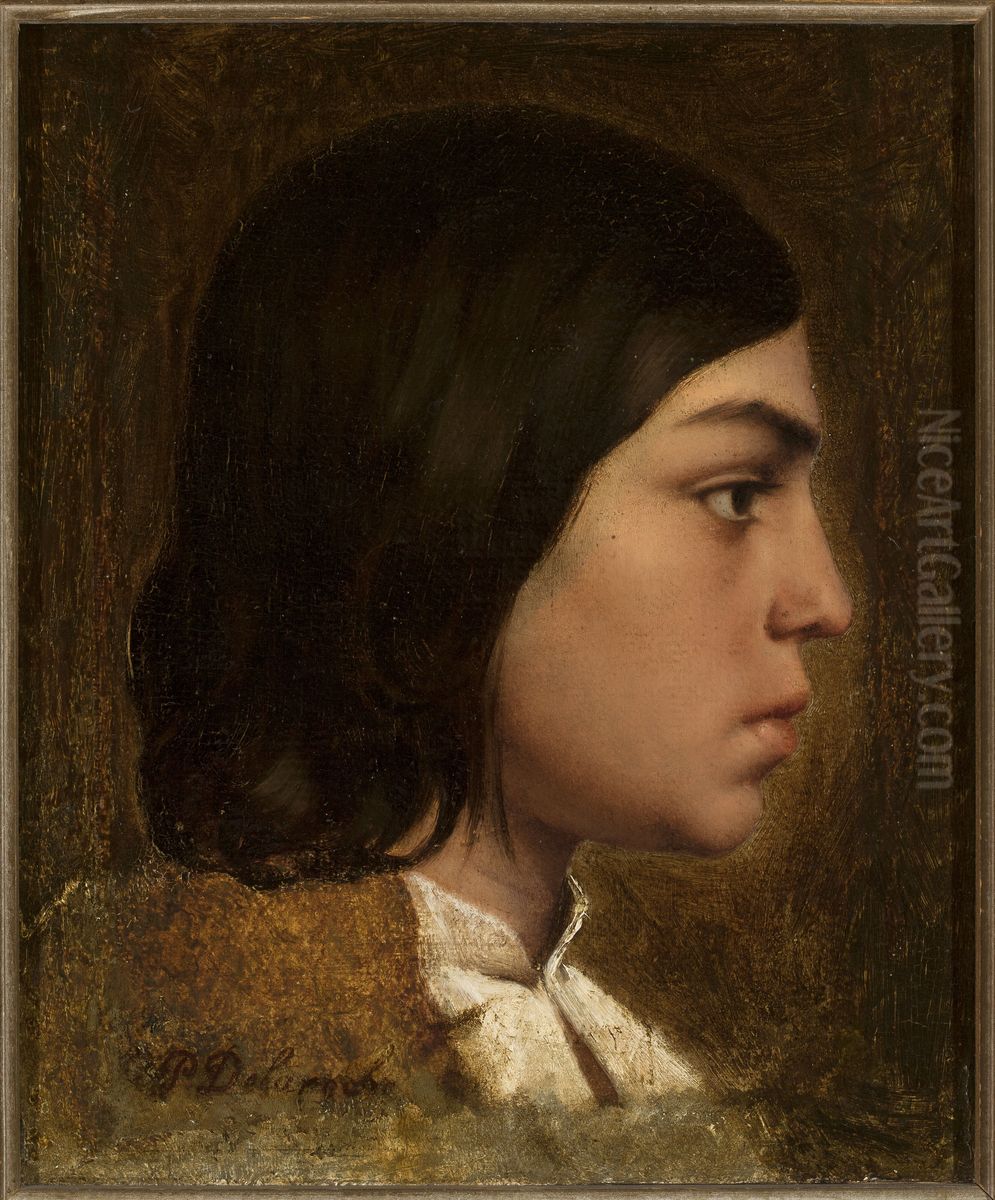Head of a boy Oil Painting by Paul Delaroche Head of a boy Oil Painting by Paul Delaroche