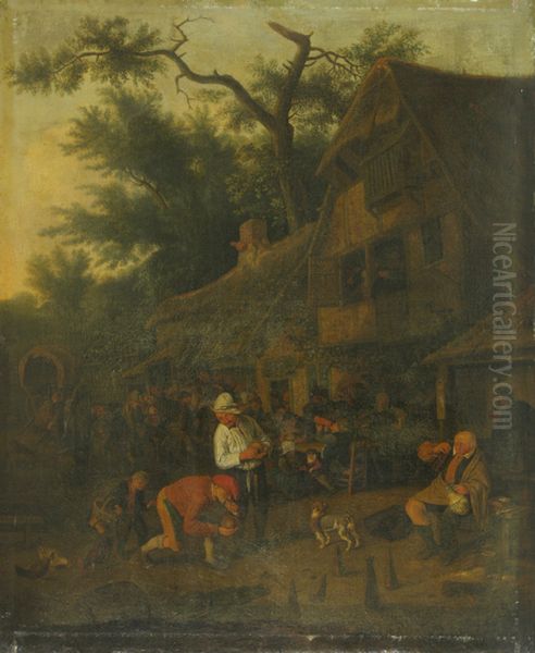 Playing skittles Oil Painting by Cornelis Dusart