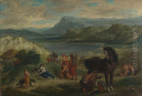 Ovide chez les Scythes Oil Painting by Eugene Delacroix