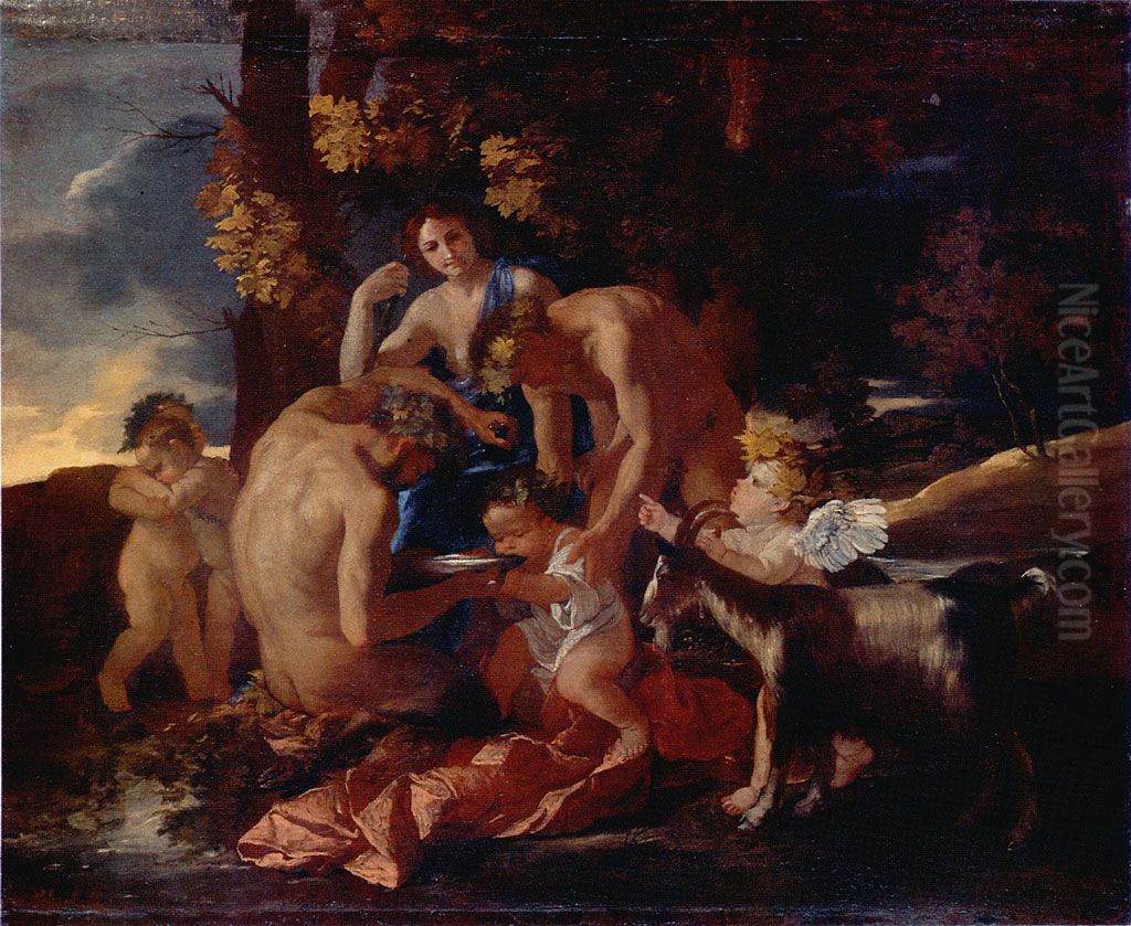 La Nourriture de BacchusouL'Enfance de Bacchus Oil Painting by Nicolas Poussin La Nourriture de BacchusouL'Enfance de Bacchus Oil Painting by Nicolas Poussin