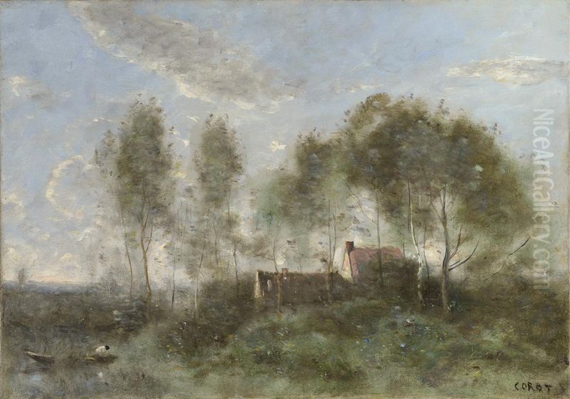 Souvenir of a Journey to Coubron Oil Painting by Jean-Baptiste Camille Corot