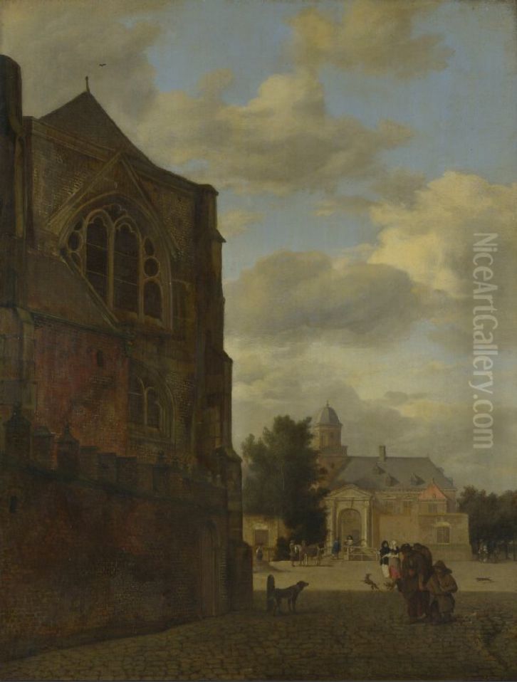 An Imaginary View of Nijenrode Castle and the Sacristy of Utrecht Cathedral Oil Painting by Jan Van Der Heyden