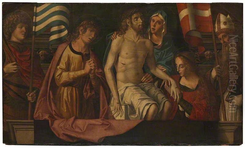 The Dead Christ with the Virgin and Saints Oil Painting by Marco Palmezzano