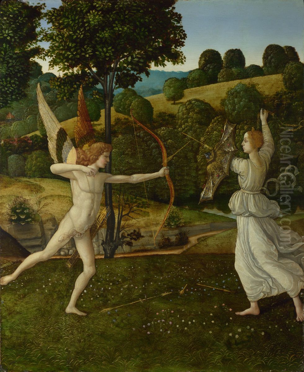 The Combat of Love and Chastity Oil Painting by Gherardo di Giovanni del Fora