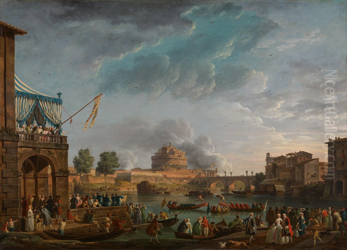 A Sporting Contest on the Tiber at Rome Oil Painting by Joseph Vernet