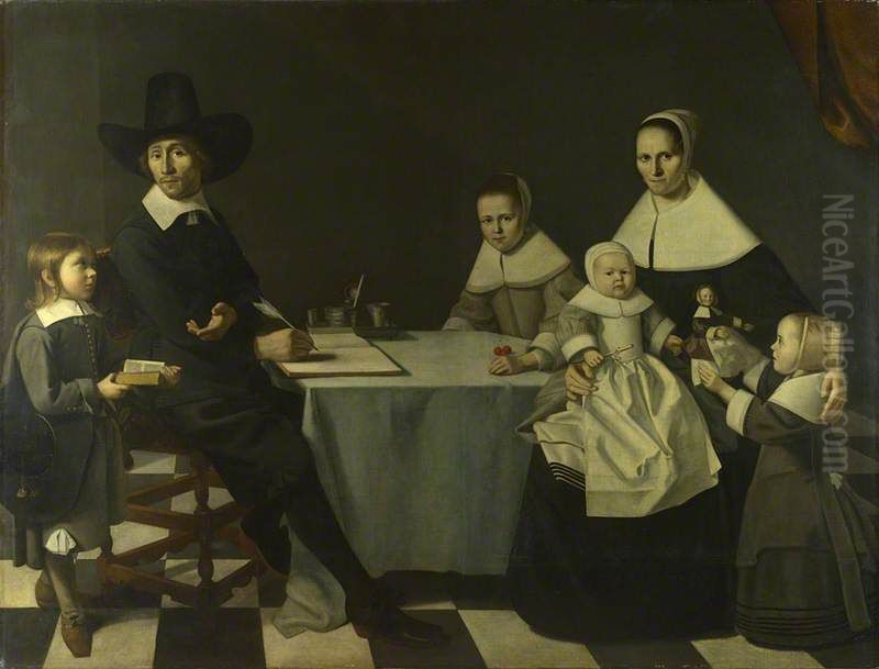 A Family Group Oil Painting by Michiel Nouts