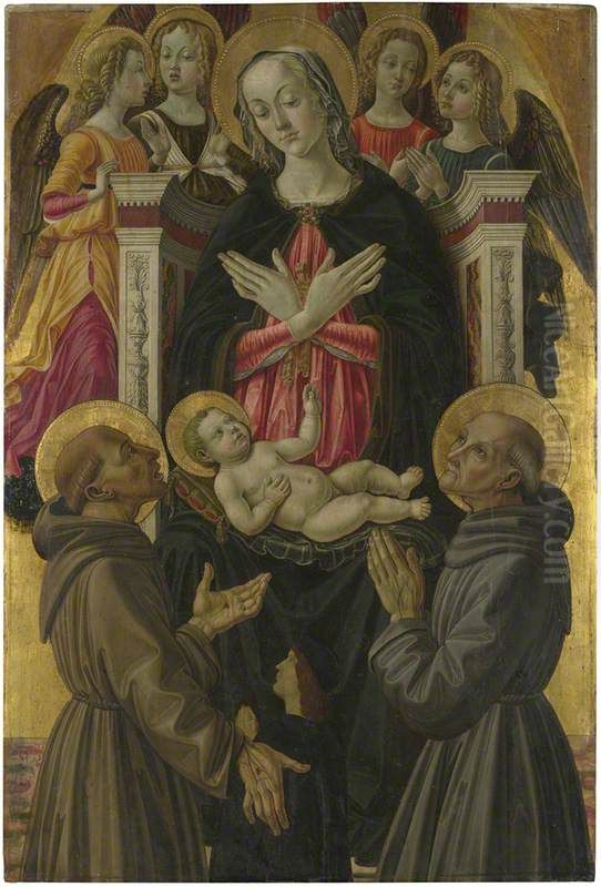 The Virgin and Child with Saints, Angels and a Donor Oil Painting by Bartolomeo Caporali