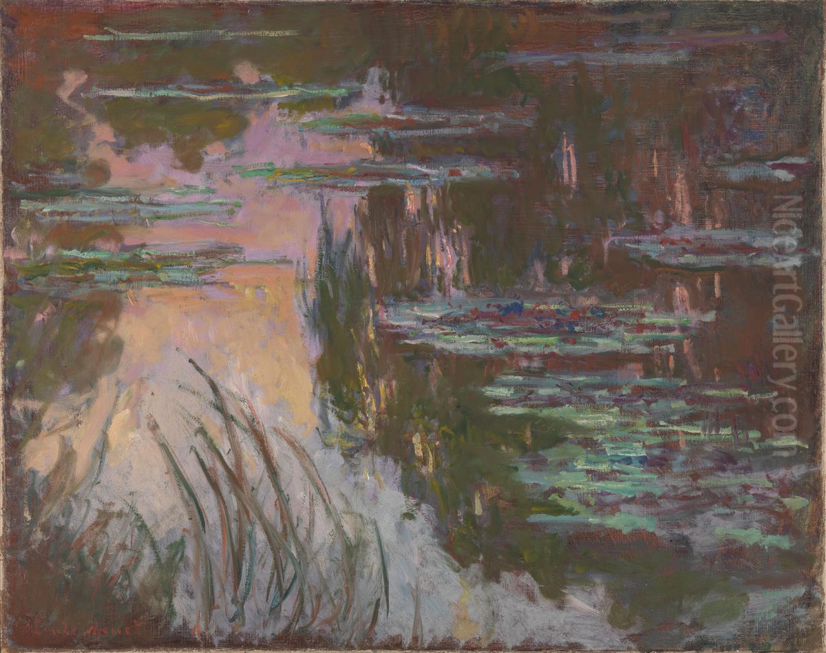 Water-Lilies, Setting Sun Oil Painting by Claude Oscar Monet
