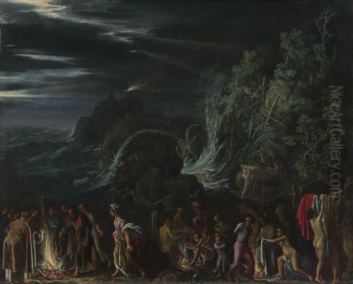 St Paul at Malta Oil Painting by Adam Elsheimer
