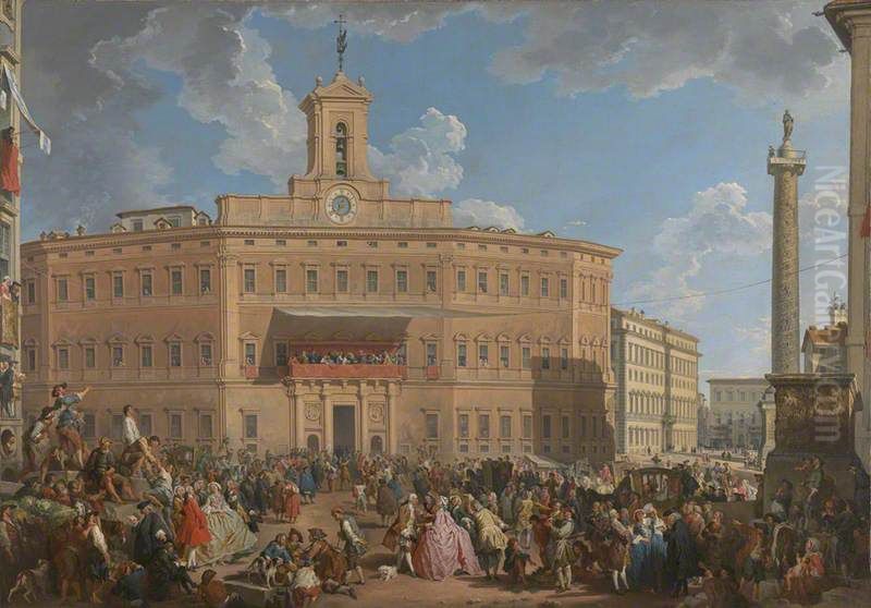 The Lottery in Piazza di Montecitorio Oil Painting by Giovanni Paolo Panini