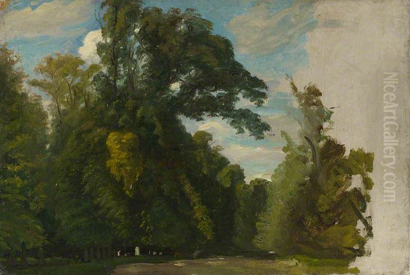 Trees in the Park at Saint-Cloud Oil Painting by Paul Huet