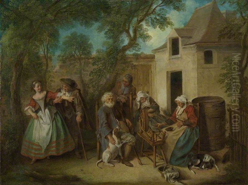 Old Age Oil Painting by Nicolas Lancret