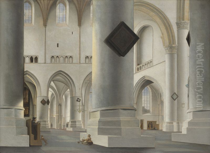 The Interior of the Grote Kerk at Haarlem Oil Painting by Pieter Jansz Saenredam