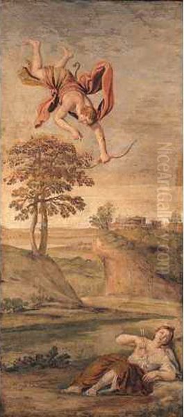 Apollo totet die Nymphe Coronis Oil Painting by Domenico Zampieri (Domenichino)