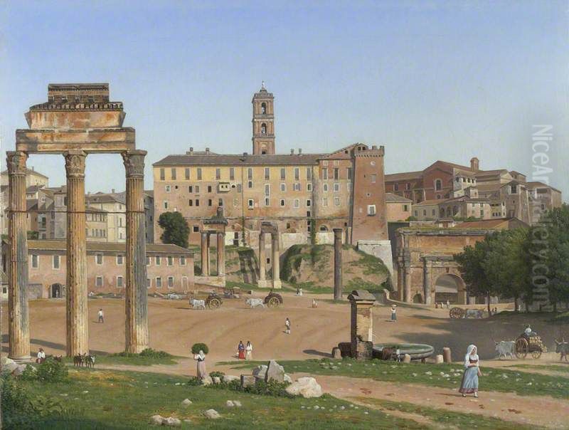 View of the Forum in Rome Oil Painting by Christoffer Wilhelm Eckersberg
