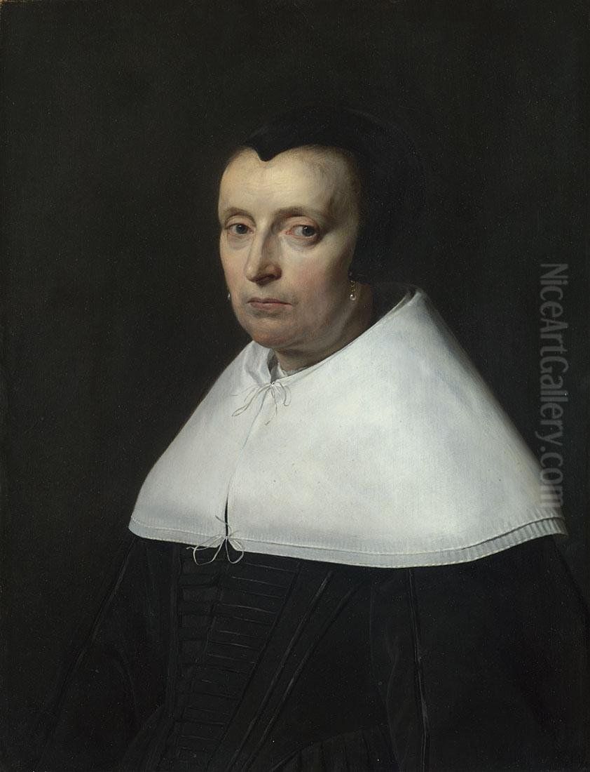 Portrait of a Woman with a Black Cap Oil Painting by Jan De Bray