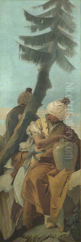 Two Orientals seated under a Tree Oil Painting by Giovanni Battista Tiepolo