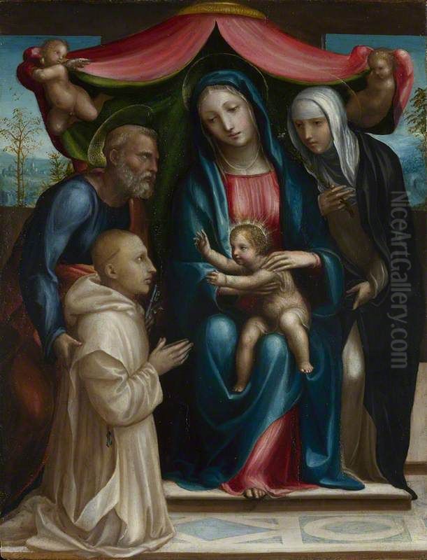 The Madonna and Child with Saints and a Donor Oil Painting by Il Sodoma