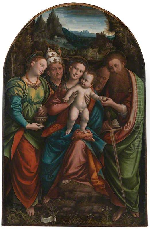 The Madonna and Child with Saints Oil Painting by Bernardino Lanino