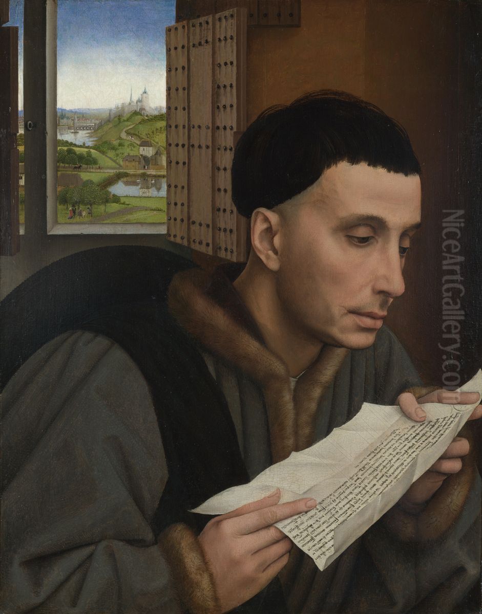 A Man Reading (Saint Ivo?) Oil Painting by Rogier van der Weyden