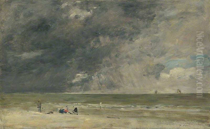 Beach at Trouville Oil Painting by Eugene Louis Boudin
