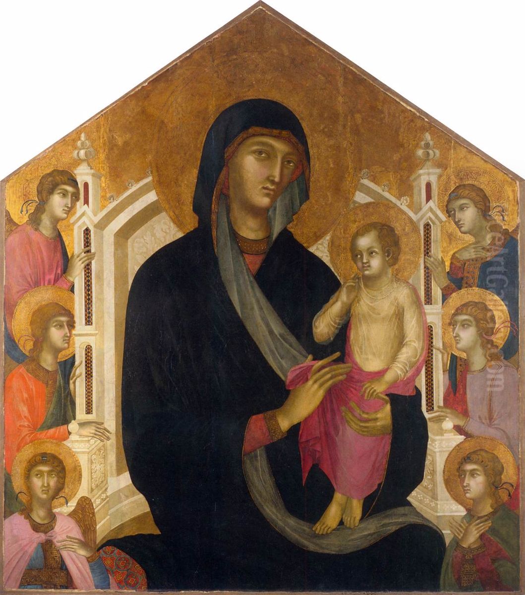 The Virgin and Child with Six Angels Oil Painting by Master of Albertini