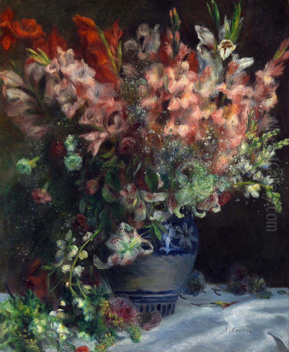 Gladioli in a Vase Oil Painting by Pierre Auguste Renoir