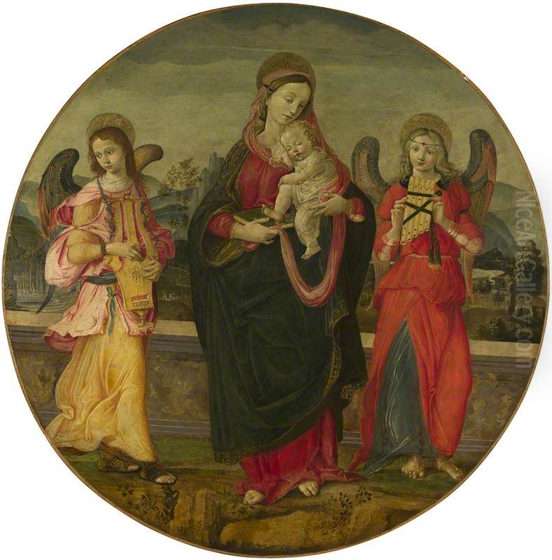 The Virgin and Child with Two Angels Oil Painting by Raffaellino del Garbo