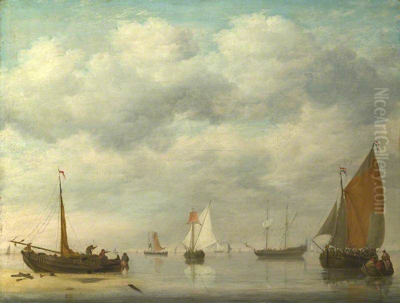 Dutch Vessels in Calm Water Oil Painting by Jan van Os