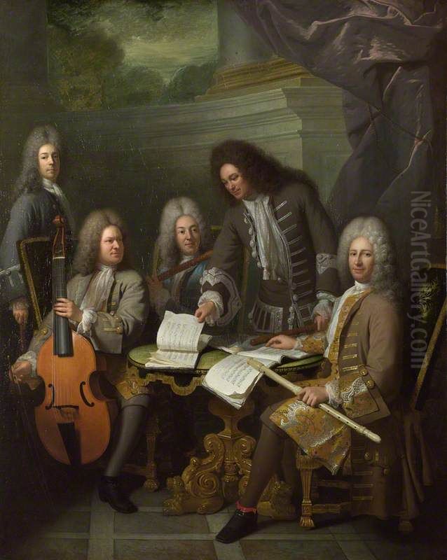 Reunion de musiciens Oil Painting by Andre Bouys
