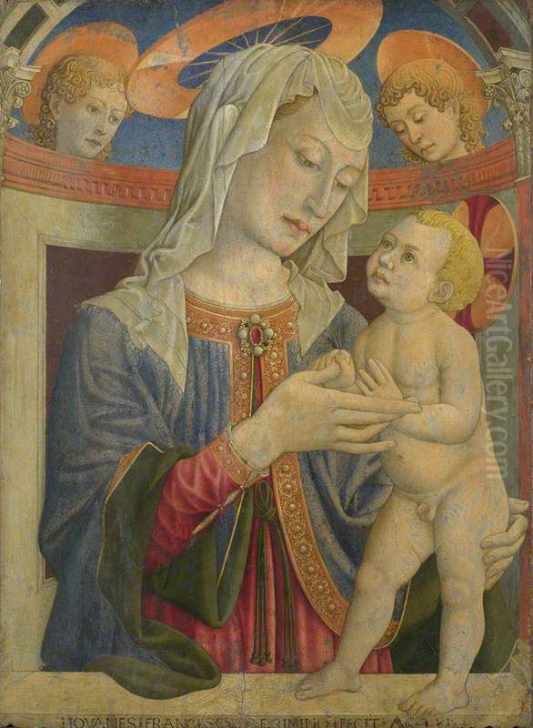 The Virgin and Child with Two Angels Oil Painting by Giovanni Francesco Da Rimini