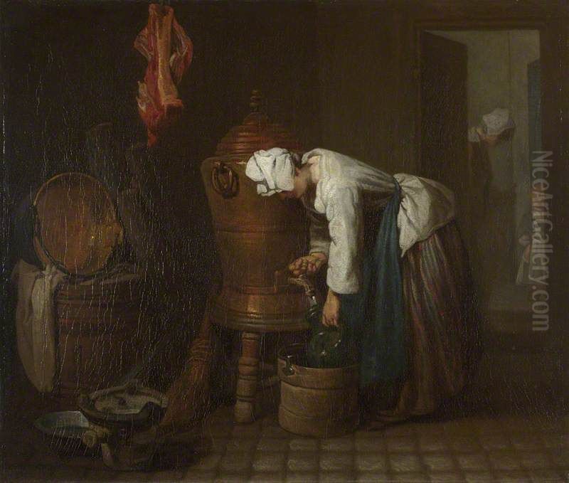 La Fontaine (The Water Cistern) Oil Painting by Jean-Baptiste-Simeon Chardin