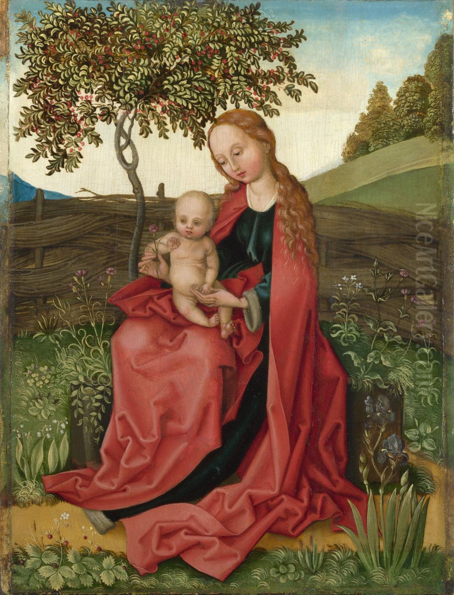 The Virgin and Child in a Garden Oil Painting by Martin Schongauer