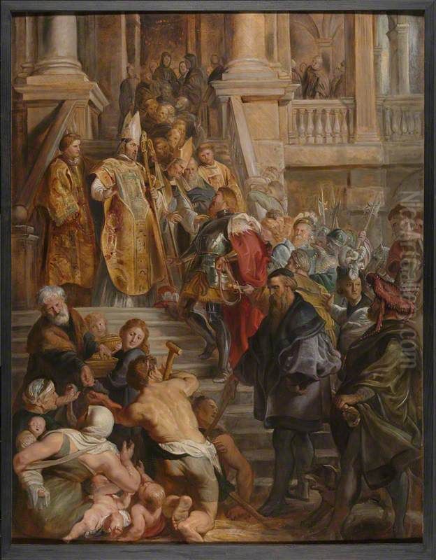 Saint Bavo is received by Saints Amand and Floribert Oil Painting by (studio of) Rubens, Peter Paul