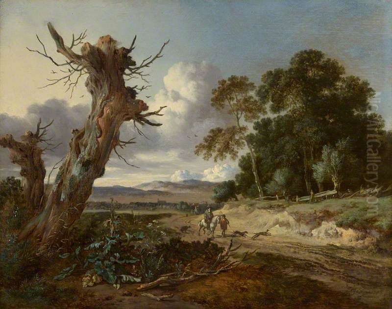 A Landscape with Two Dead Trees Oil Painting by Jan Wijnants