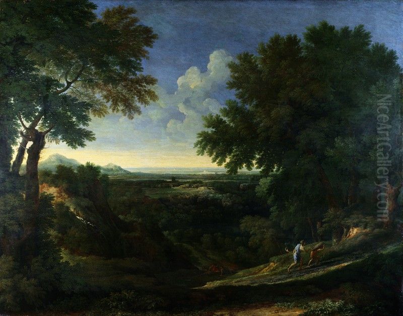 Landscape with Abraham and Isaac Oil Painting by Gaspard Dughet