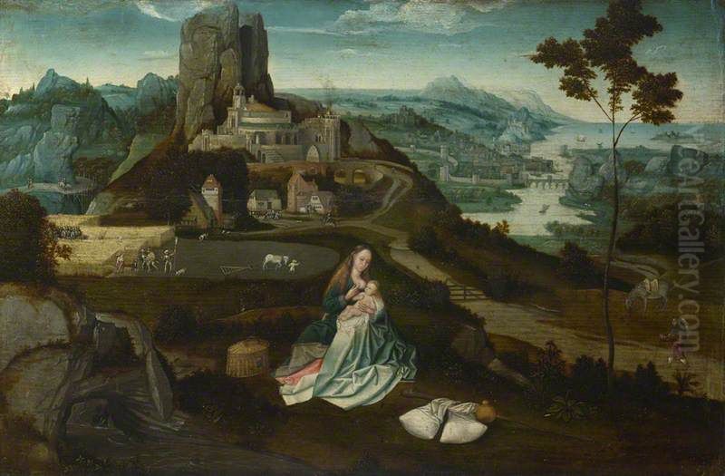 Landscape with the Rest on the Flight into Egypt Oil Painting by Joachim Patinir