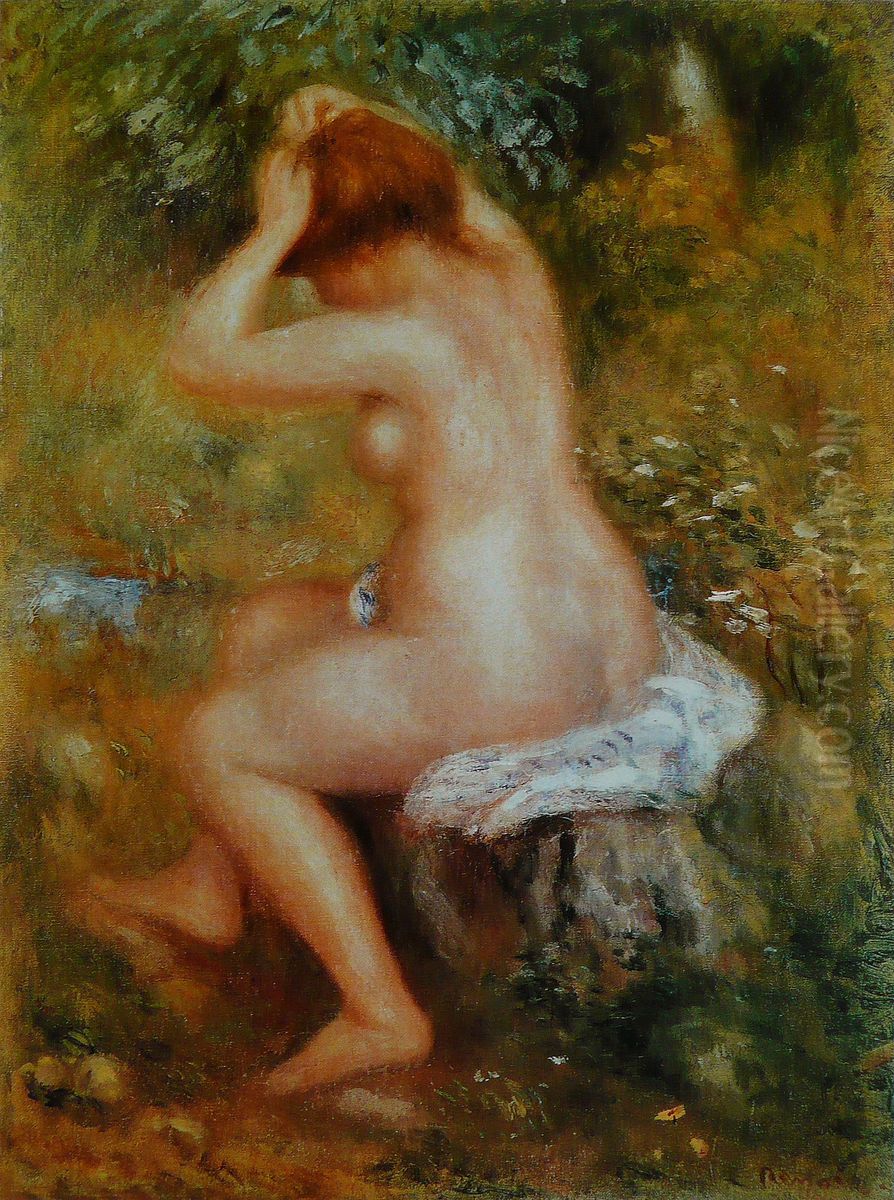 Baigneuse se coiffant Oil Painting by Pierre Auguste Renoir