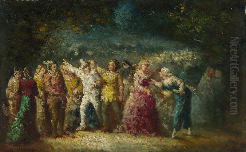 Torchlight Procession Oil Painting by Adolphe Joseph Thomas Monticelli