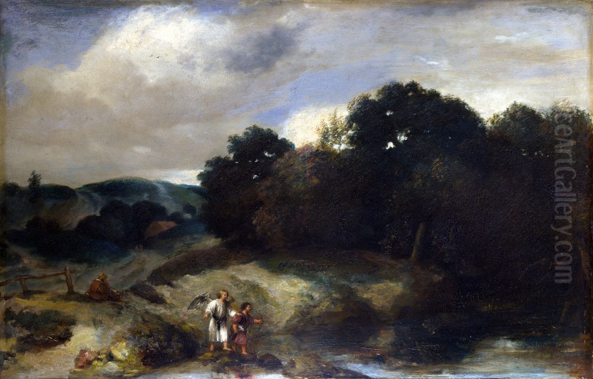 A Landscape with Tobias and the Angel Oil Painting by Jan Lievens