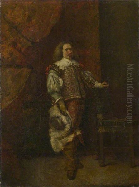 A Man in 17th-Century Spanish Costume Oil Painting by Ignacio Leon y Escosura