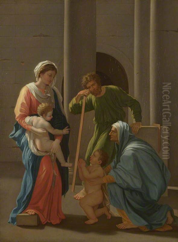 The Holy Family with Saints Elizabeth and John Oil Painting by Nicolas Poussin