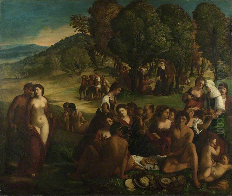 A Bacchanal Oil Painting by Dosso Dossi A Bacchanal Oil Painting by Dosso Dossi